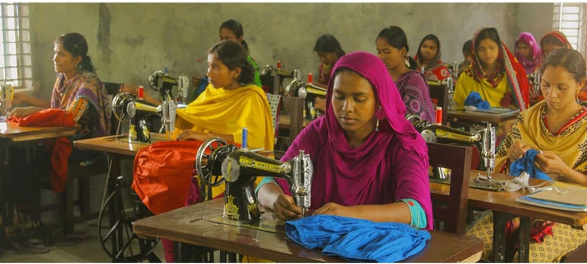 Women in a sewing training class